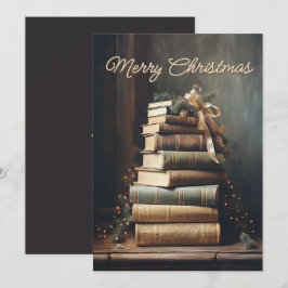 Stapel oude boeken met Kerstversiering Feestdagenkaart