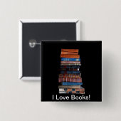 stapel oude boeken vierkante button 5,1 cm (Voorkant /achterkant)