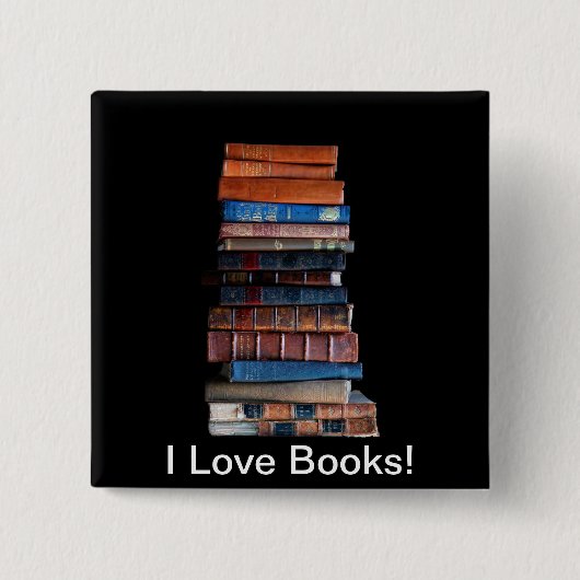 stapel oude boeken vierkante button 5,1 cm (Voorkant)