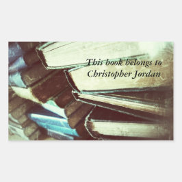 stapel oude boekenboekborden rechthoekige sticker