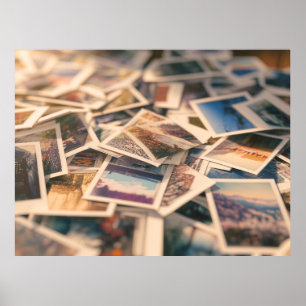 Stapel Oude Foto's Poster