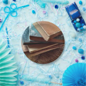 Stapel oude gebruikte boeken papieren bordje (Feest)