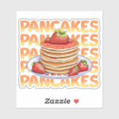 Stapel Pannenkoeken met Aardbeien op Top Cartoon Sticker (Vel)