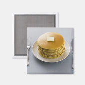 Stapel pannenkoeken met boter op een bord magneet (Voorkant / Achterkant)
