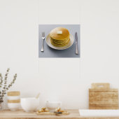 Stapel pannenkoeken met boter op een bord poster (Keuken)