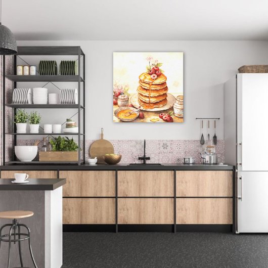  Stapel Pannenkoeken Retro Keuken Wandkunst Canvas Afdruk