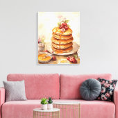 Stapel Pannenkoeken Retro Keuken Wandkunst Canvas Afdruk (Insitu (Woonkamer))
