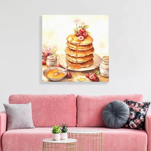  Stapel Pannenkoeken Retro Keuken Wandkunst Canvas Afdruk (Insitu (Woonkamer))