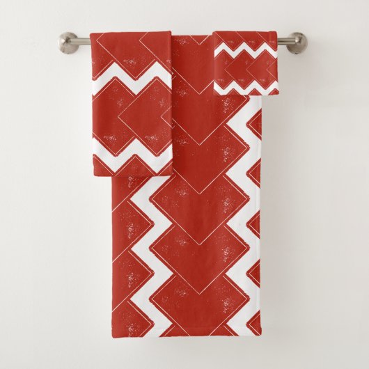 Stapel rode vierkanten bad handdoek (Insitu)