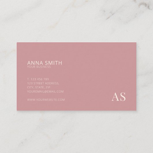 Stapel Roos Stijlvol Roze Monogram Modern Visitekaartje (Achterkant)