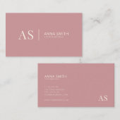 Stapel Roos Stijlvol Roze Monogram Modern Visitekaartje (Voorkant / Achterkant)