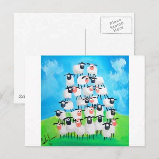 stapel schapen briefkaart (Voorkant / Achterkant)