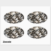 stapel schedels ovale sticker (Vel)