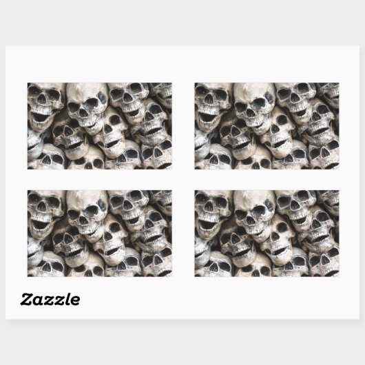 stapel schedels rechthoekige sticker (Vel)