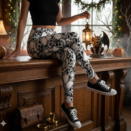 Stapel Schedels Rode Oog ID222 Leggings