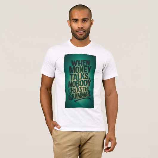 "Stapel slim, geef slimmer uit 💸" T-shirt (Voorkant volledig)