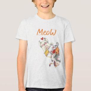 Stapel Snorren Een Miauw-moment van Liefde Kattenk Tri-Blend Shirt