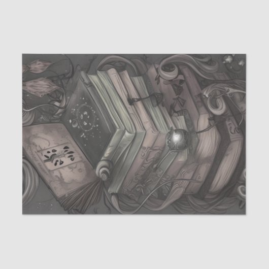 Stapel spellbook Abstract gedempt pasteelschilderi Tissuepapier (Voorkant)