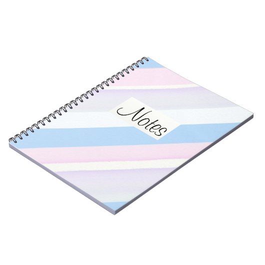 Stapel streept blauw wit en roze notitieboek (Linkerzijde)