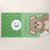 Stapel teddy polka stipt groen en wit strandlaken (Voorkant)