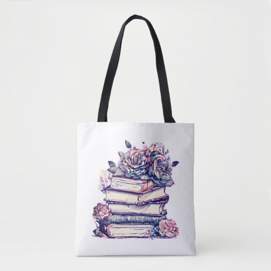 Stapel van Antiek boeken Rozen Tote Bag (Voorkant)