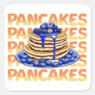 Stapel van Blueberry Pannenkoeken Vierkante Sticker