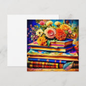 Stapel van  boeken en bloemen (Voorkant / Achterkant)