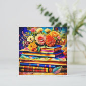 Stapel van  boeken en bloemen (Staand voorkant)