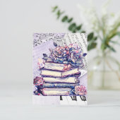  Stapel van Boeken en Rozen Briefkaart (Staand voorkant)