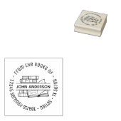 Stapel van Boeken Ronde Bookplaat 2 van het Adres Rubberstempel (Gestempeld)