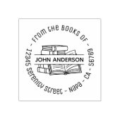 Stapel van Boeken Ronde Bookplaat 2 van het Adres Rubberstempel (Afrduk)