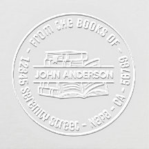 Stapel van Boeken Ronde de Bookplaat van het Adres