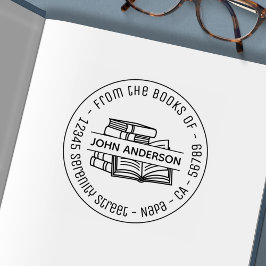 Stapel van Boeken Ronde Referentie 3 van het Adres Zelfinktende Stempel