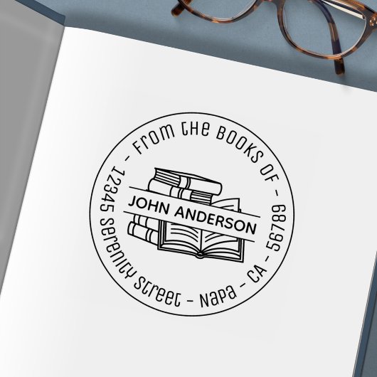 Stapel van Boeken Ronde Referentie 3 van het Adres Zelfinktende Stempel