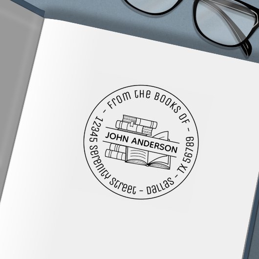 Stapel van Boeken Ronde Referentie 3 van het Adres Zelfinktende Stempel