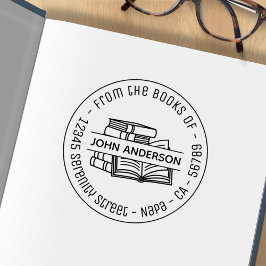 Stapel van Boeken Ronde Referentie van het Adres 4 Rubberstempel