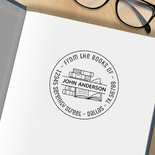 Stapel van Boeken Ronde Referentie van het Adres 4 Rubberstempel
