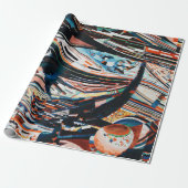 Stapel van bruine en blauwe houten bootplank cadeaupapier (Uitgerold)