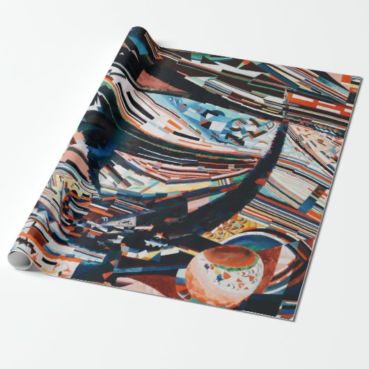 Stapel van bruine en blauwe houten bootplank cadeaupapier (Uitgerold)