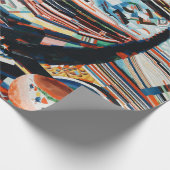 Stapel van bruine en blauwe houten bootplank cadeaupapier (Hoek)