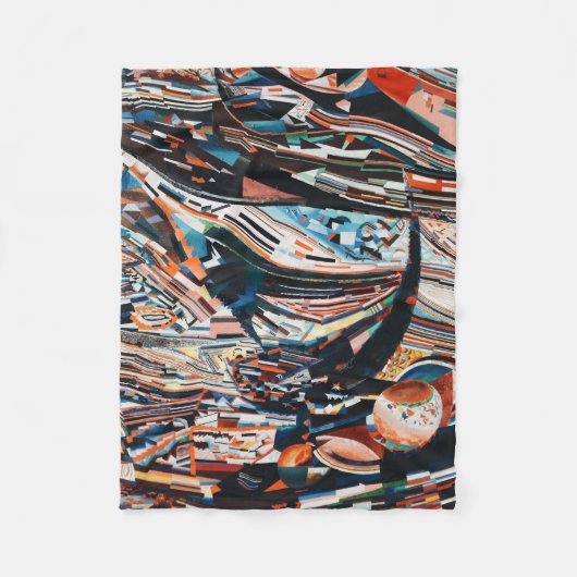 Stapel van bruine en blauwe houten bootplank fleece deken (Voorkant)