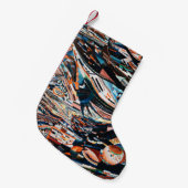 Stapel van bruine en blauwe houten bootplank kleine kerstsok (Voorkant (Hangend))