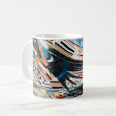 Stapel van bruine en blauwe houten bootplank koffiemok (Voorkant links)