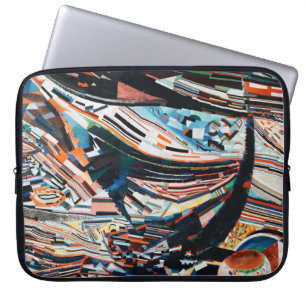 Stapel van bruine en blauwe houten bootplank laptop sleeve