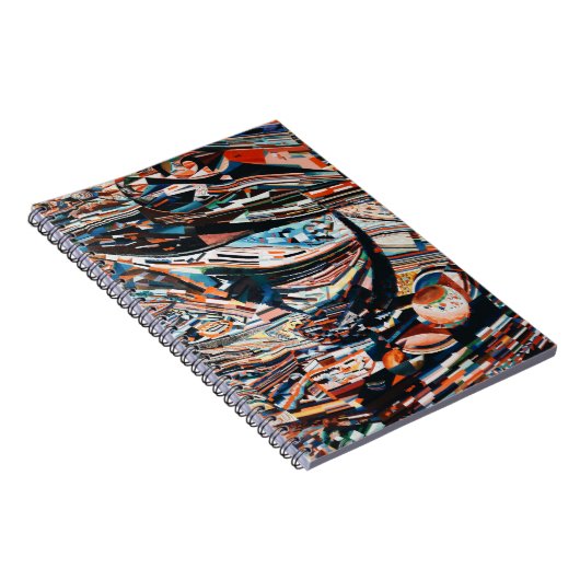 Stapel van bruine en blauwe houten bootplank notitieboek (Rechterzijde)