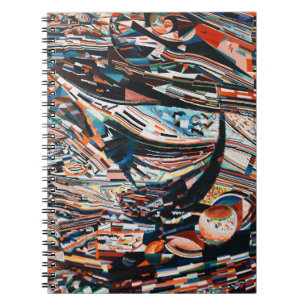 Stapel van bruine en blauwe houten bootplank notitieboek