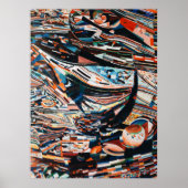 Stapel van bruine en blauwe houten bootplank poster (Voorkant)