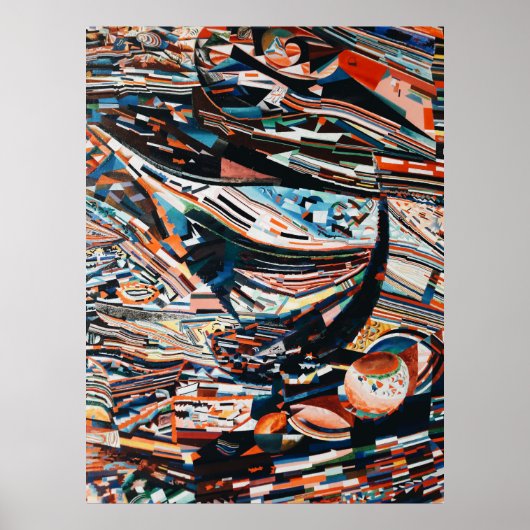 Stapel van bruine en blauwe houten bootplank poster (Voorkant)