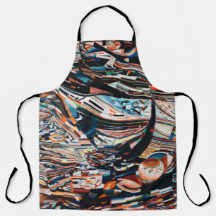 Stapel van bruine en blauwe houten bootplank schort