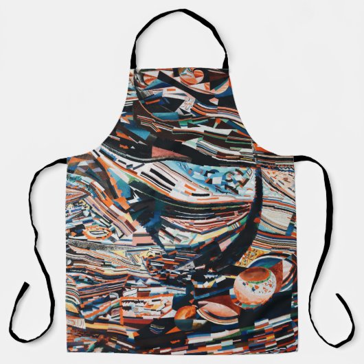 Stapel van bruine en blauwe houten bootplank schort (Voorkant)